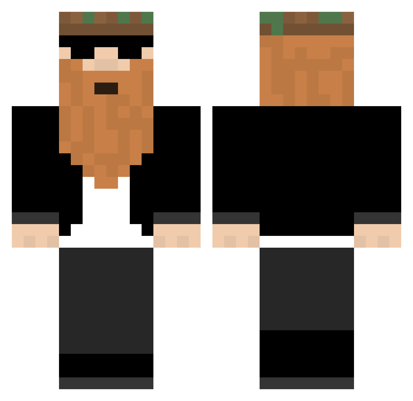 waermeflaschen Minecraft skin, front and back view