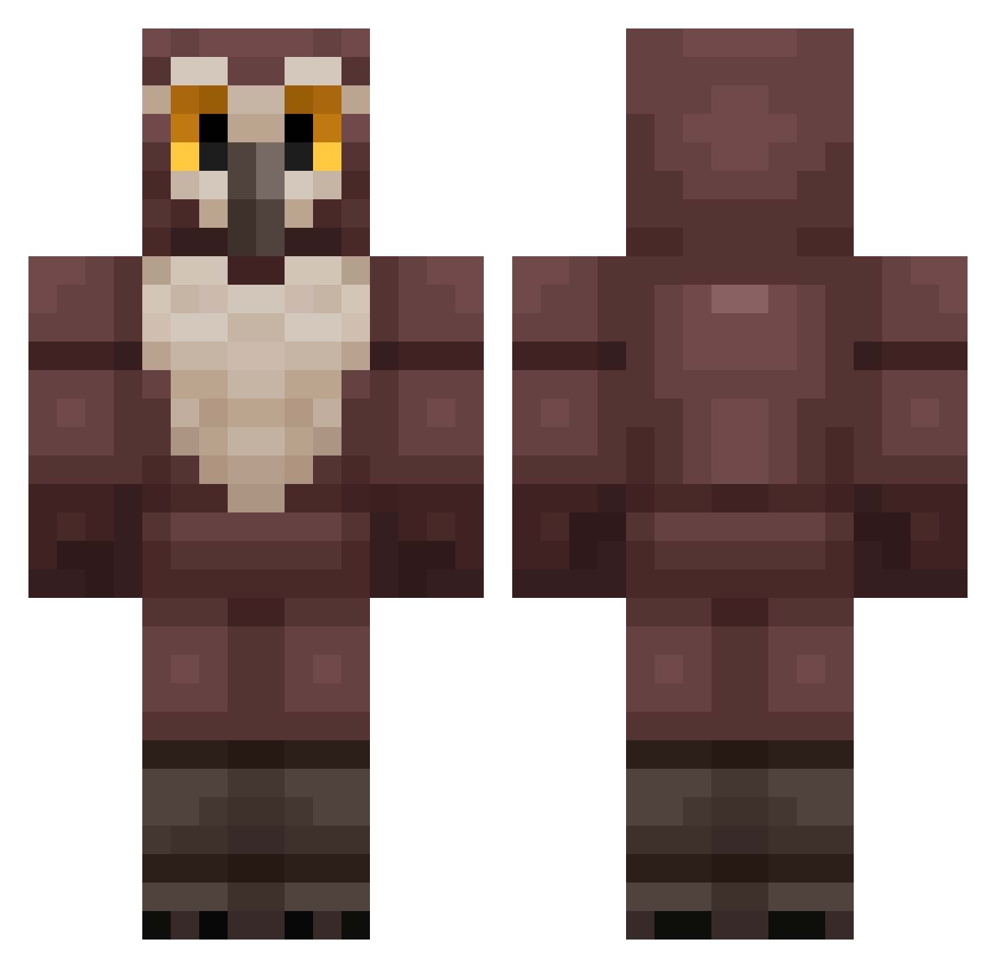 Larinux Minecraft skin, front and back view