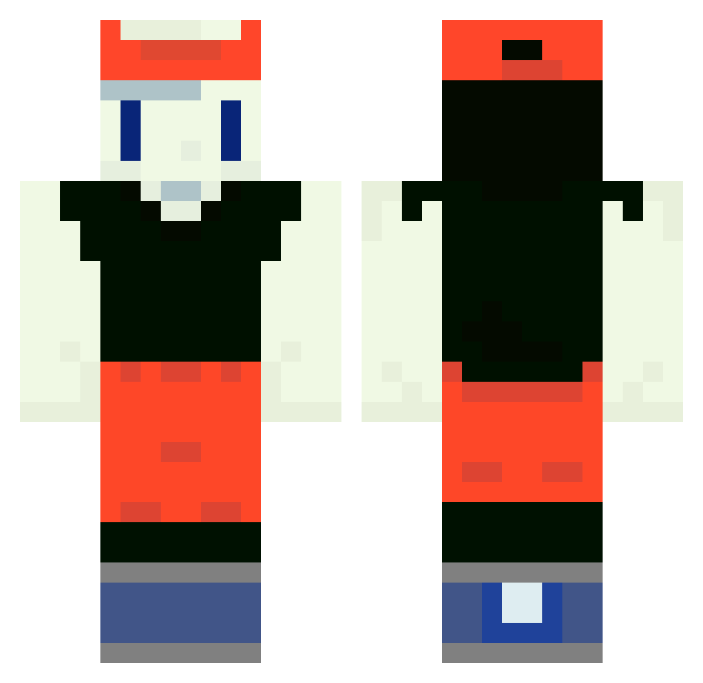 incide Minecraft skin, front and back view