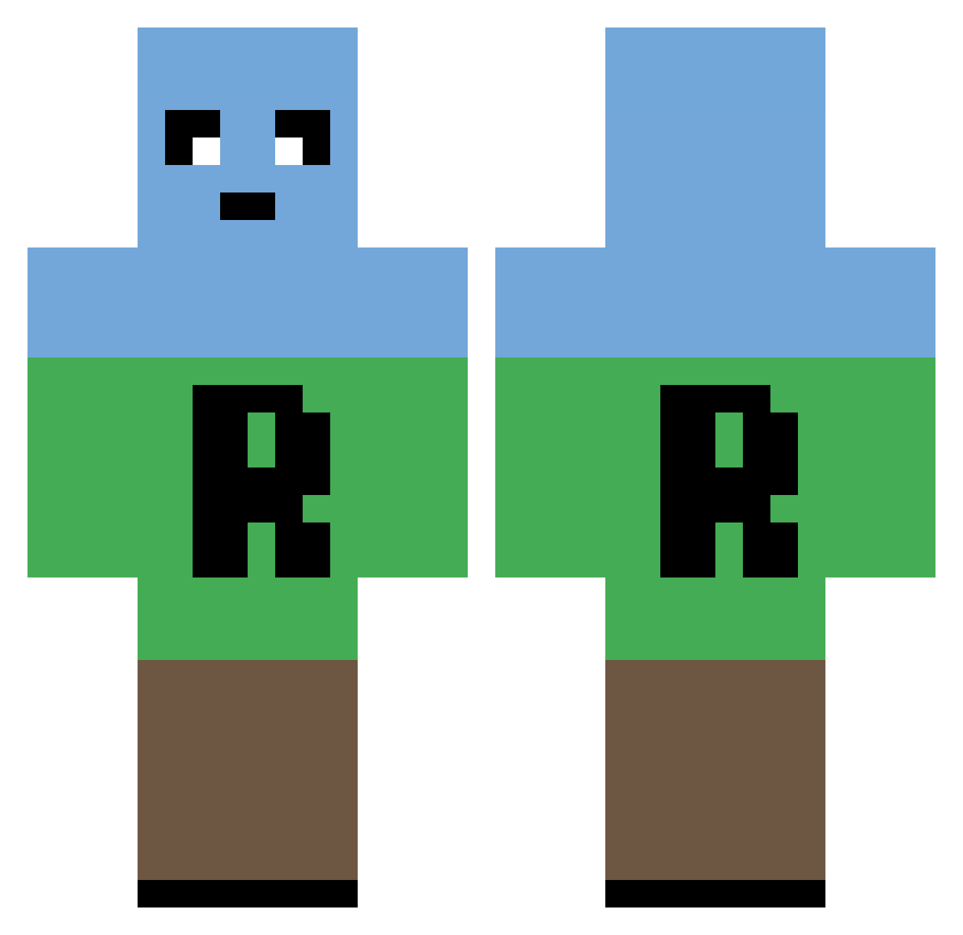 rantis101 Minecraft skin, front and back view
