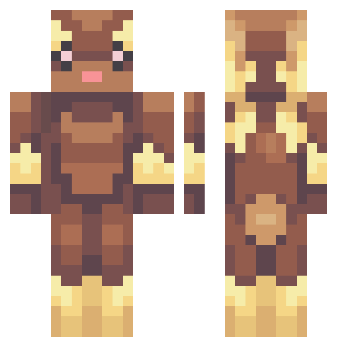 LPiece Minecraft skin, front and back view