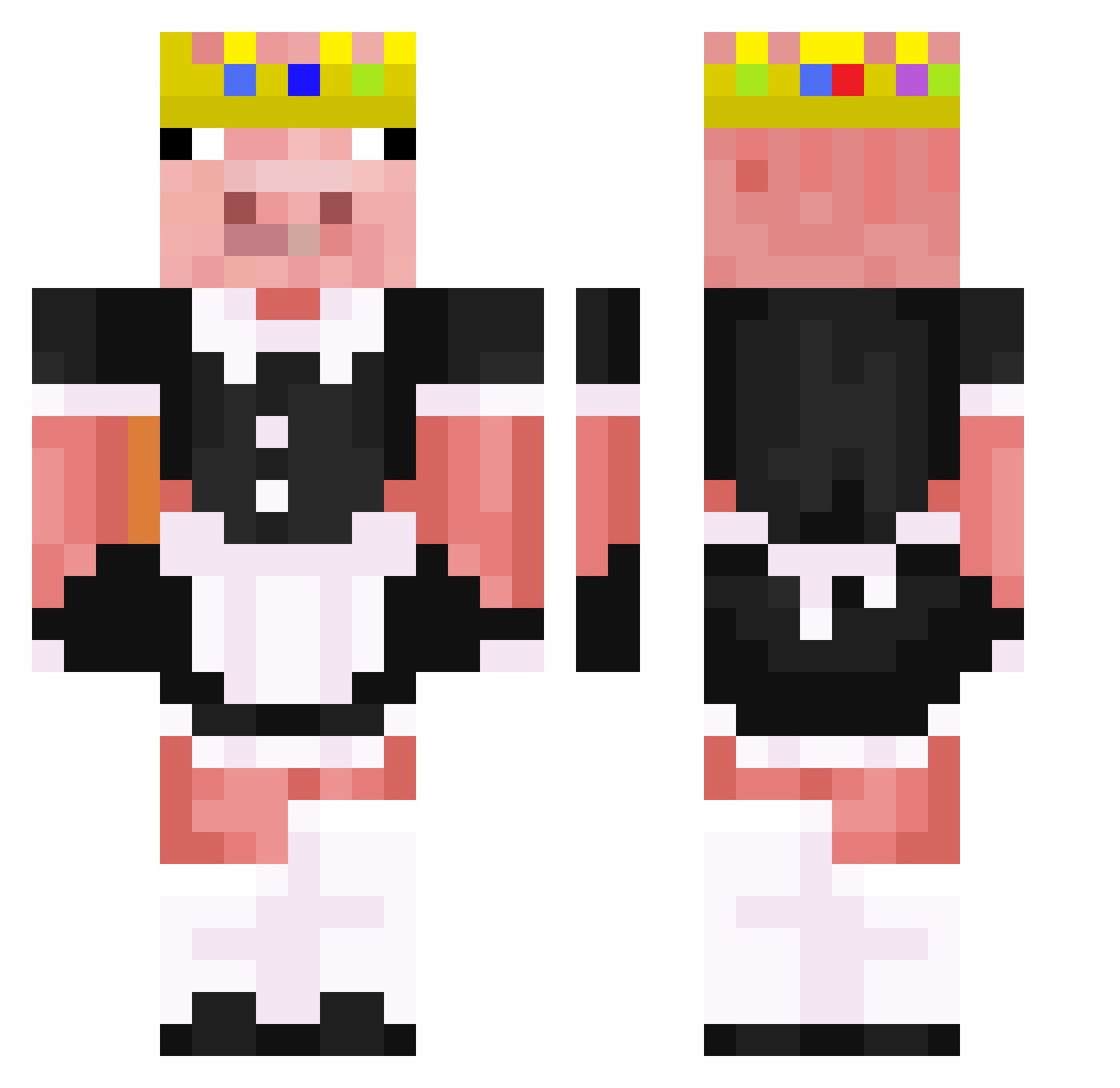 Spliyf Minecraft skin, front and back view