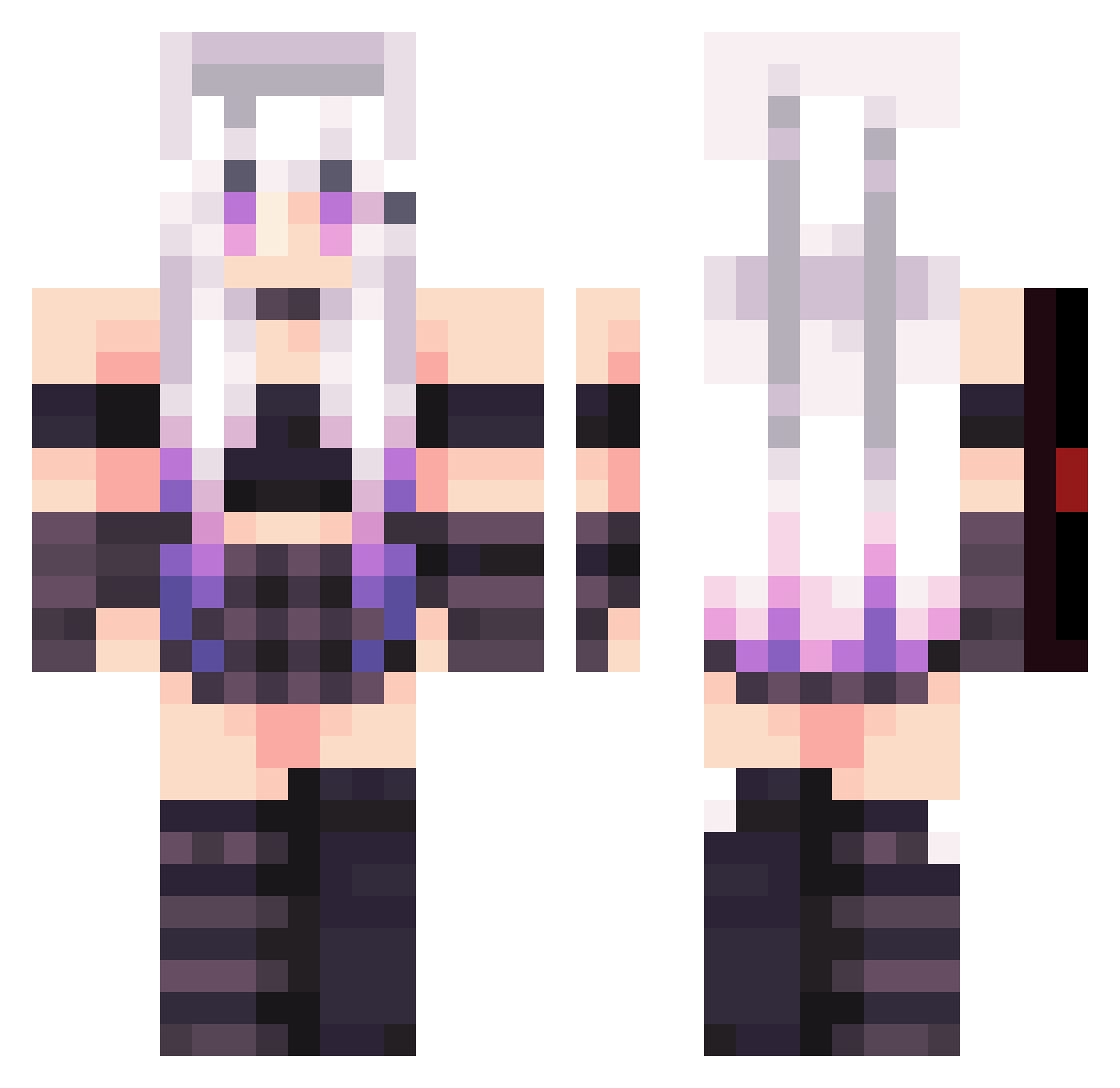 Chikaresa Minecraft skin, front and back view