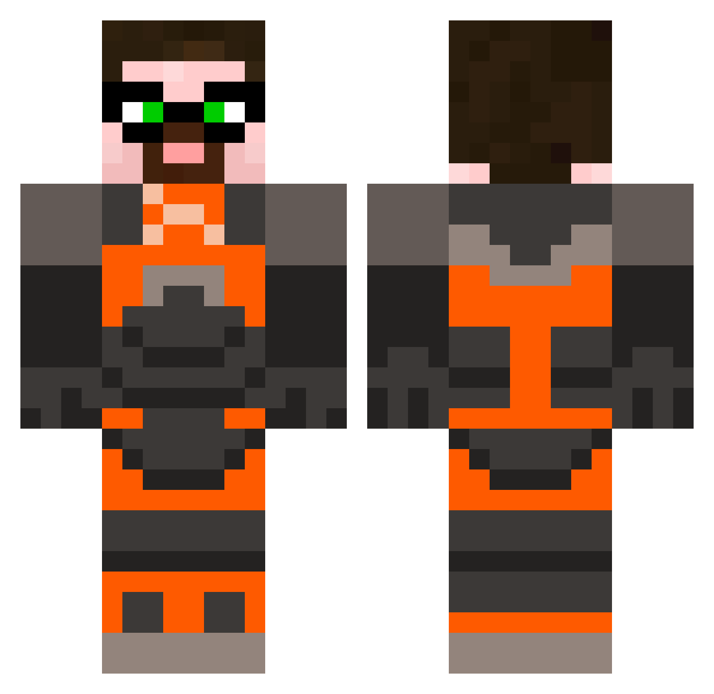Whiteacre Minecraft skin, front and back view