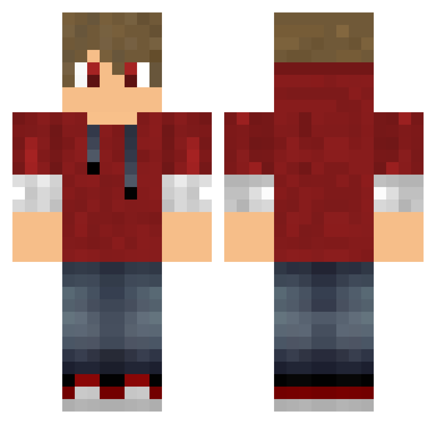 Xebecs Minecraft skin, front and back view
