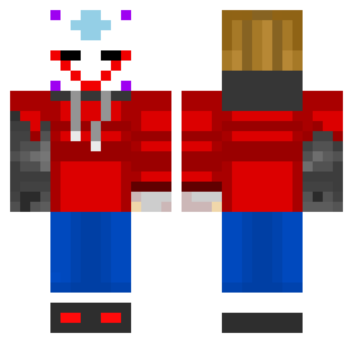 Sixhuts Minecraft skin, front and back view