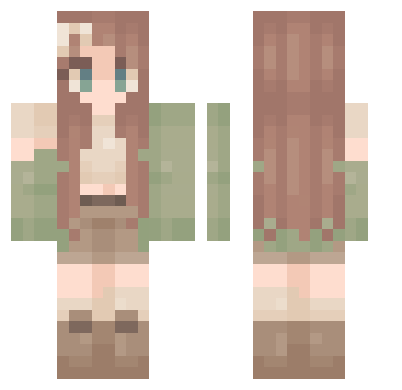 Atom_Girl Minecraft skin, front and back view