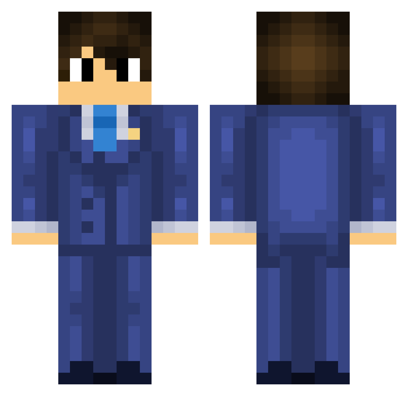 Sleepyverted Minecraft skin, front and back view