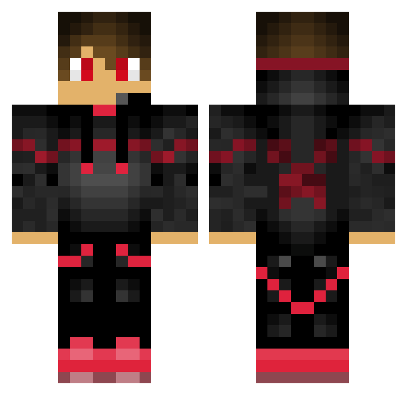 TheMonzerAus Minecraft skin, front and back view