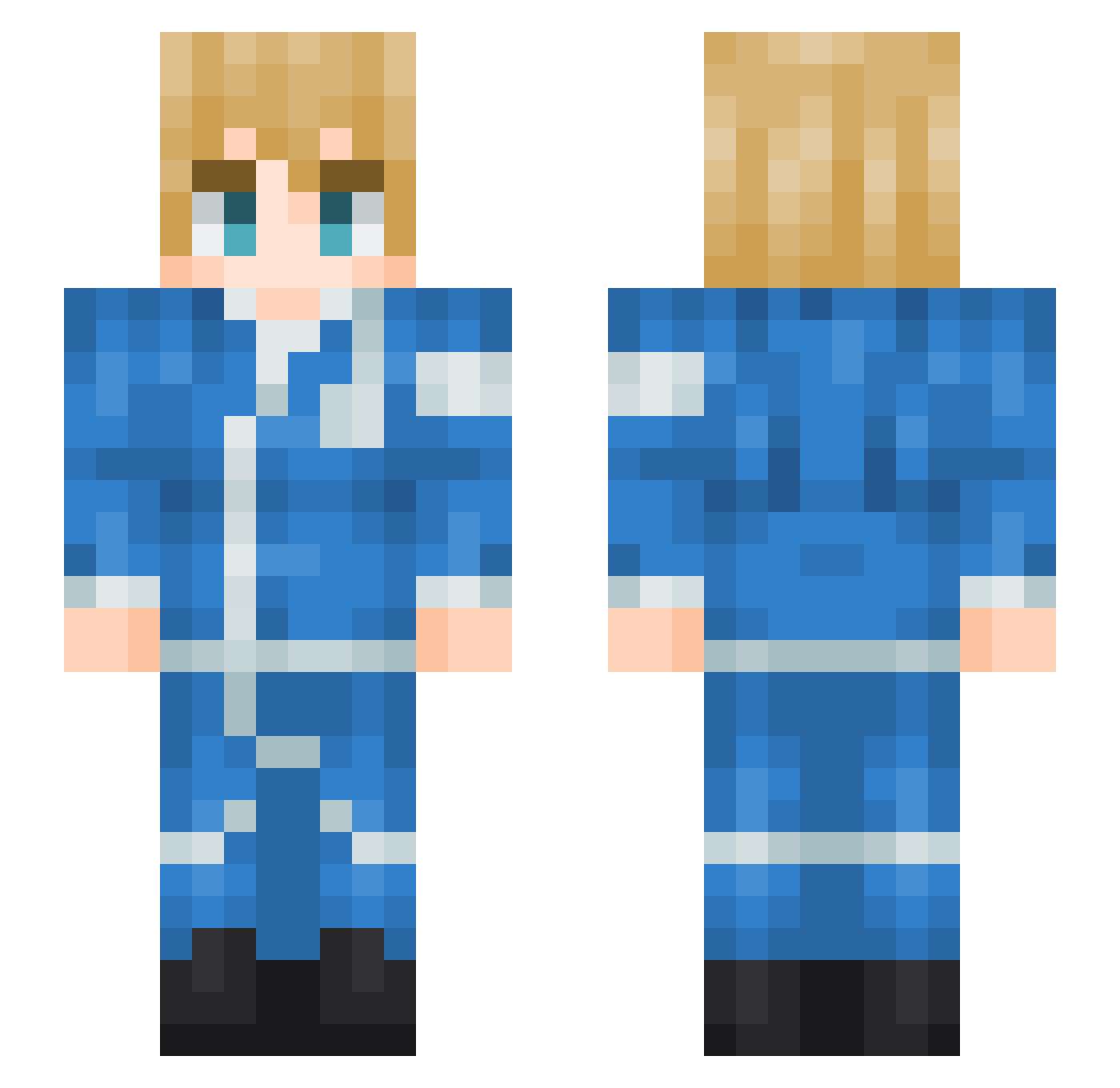 Zutto Minecraft skin, front and back view