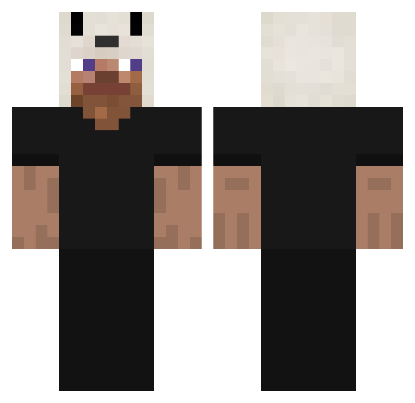 Majin1of1 Minecraft skin, front and back view