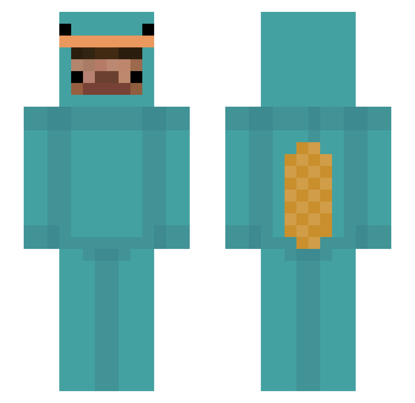 RedAdilette Minecraft skin, front and back view