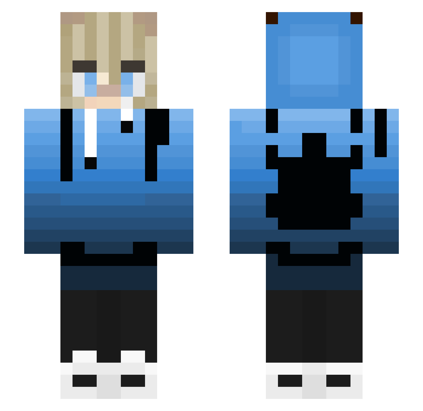 ZencaX Minecraft skin, front and back view