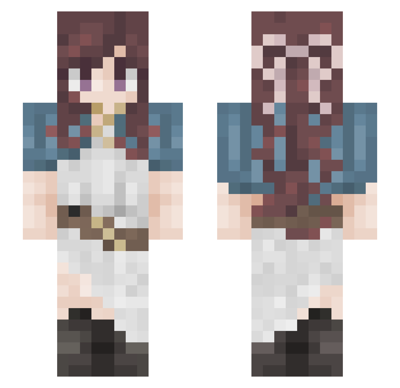 pSyR3nn Minecraft skin, front and back view