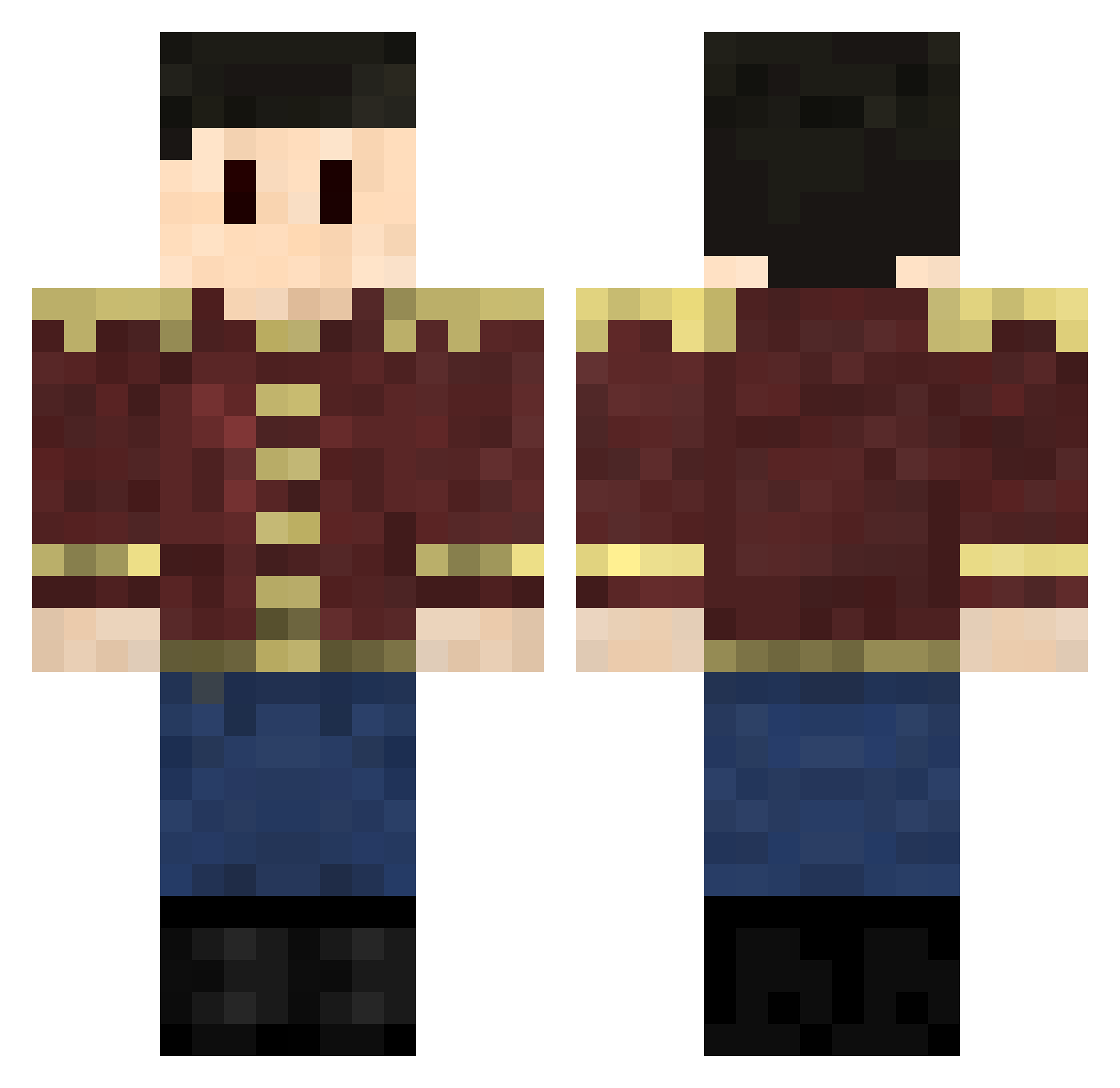 Yutaka1 Minecraft skin, front and back view