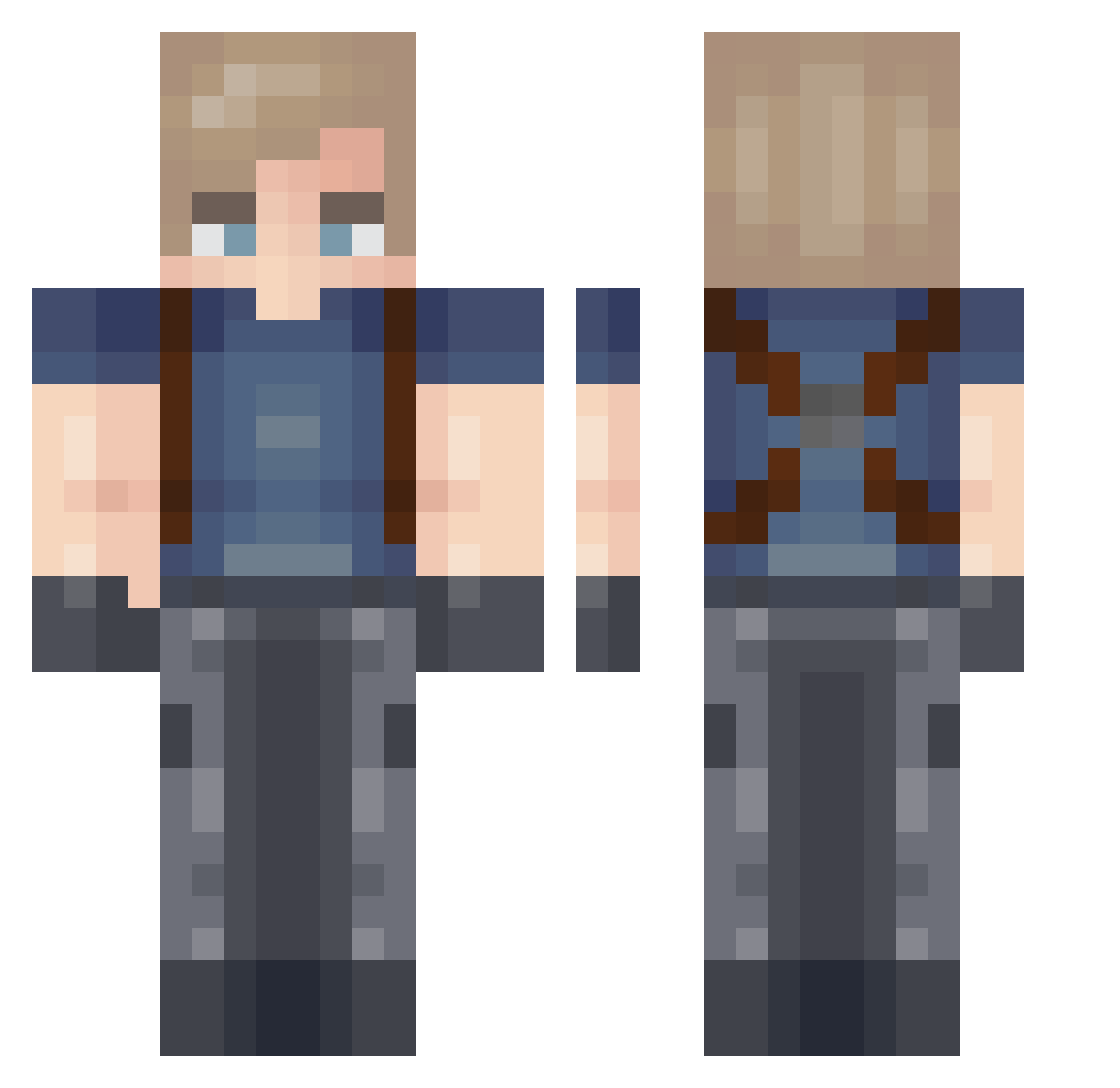 Trashh Minecraft skin, front and back view