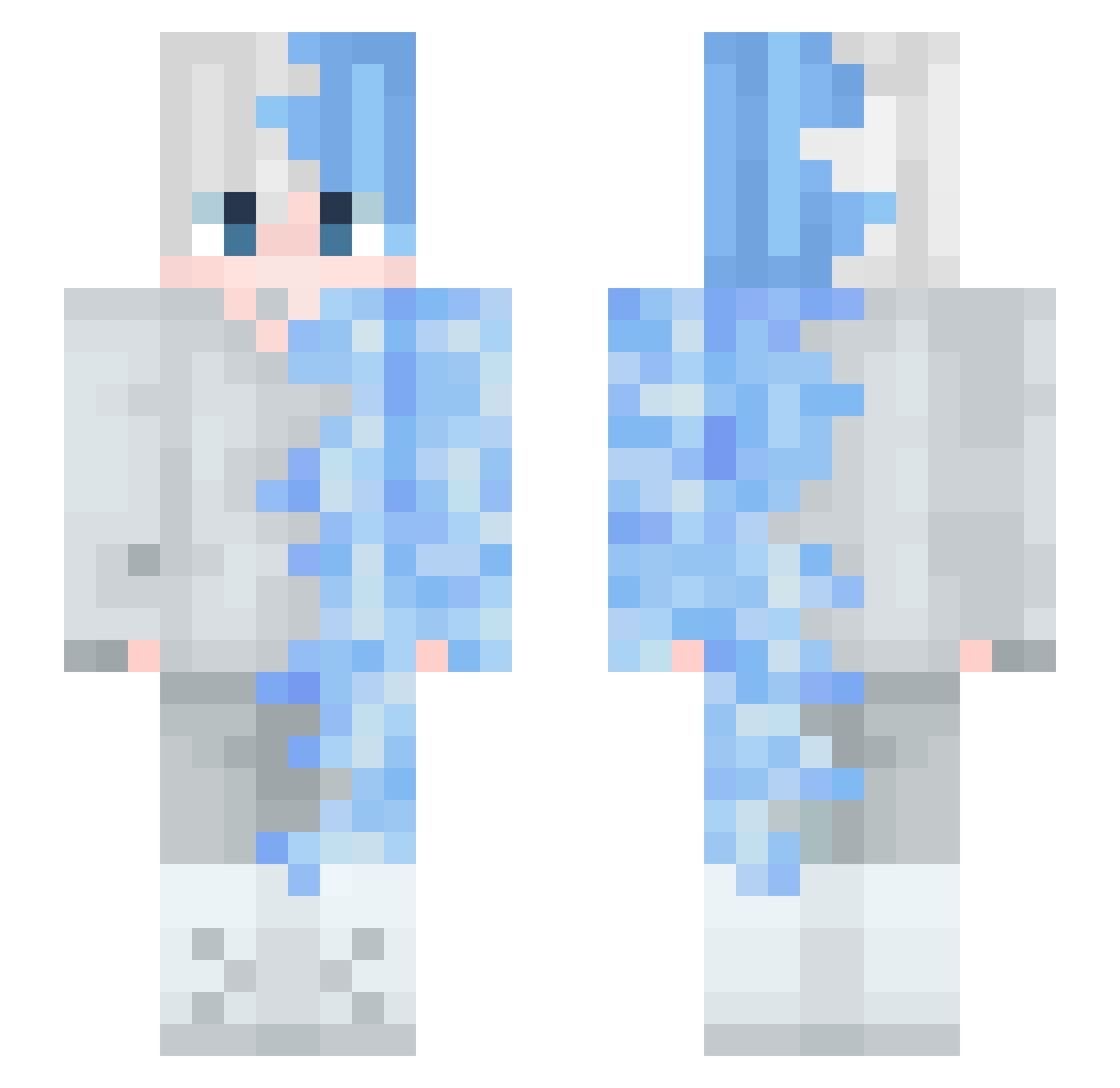 Shameuel Minecraft skin, front and back view