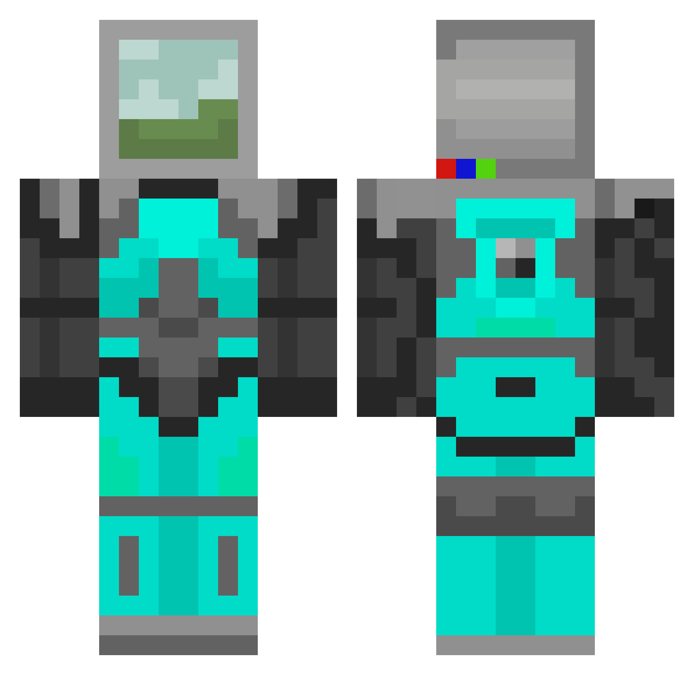 w4ffy Minecraft skin, front and back view