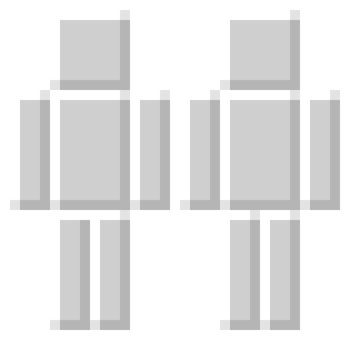 Squared Minecraft skin, front and back view