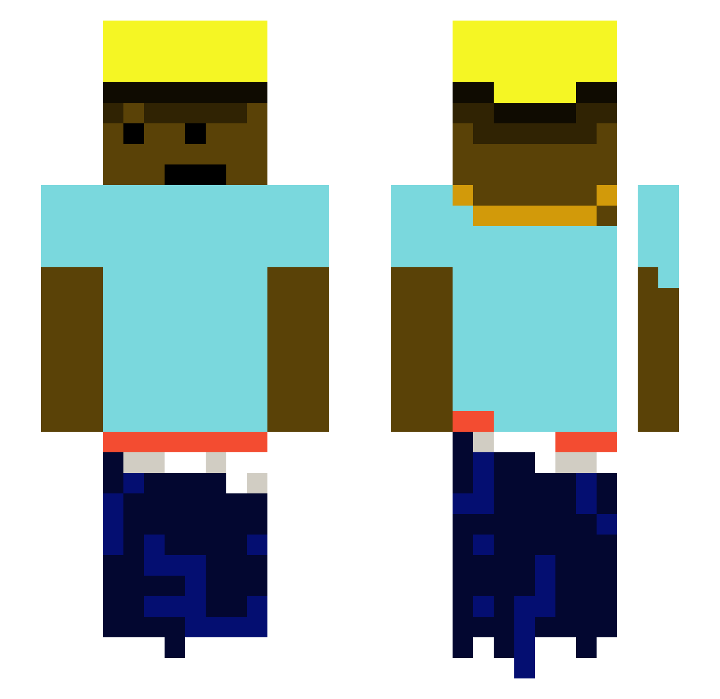 SupaMysta Minecraft skin, front and back view