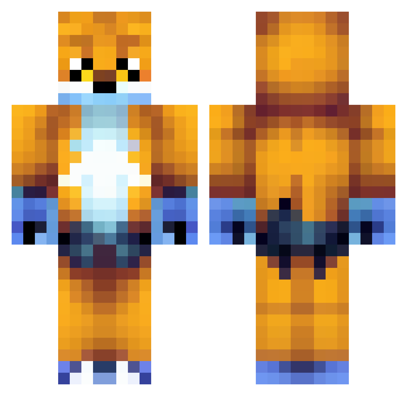 Feuervogel8128 Minecraft skin, front and back view