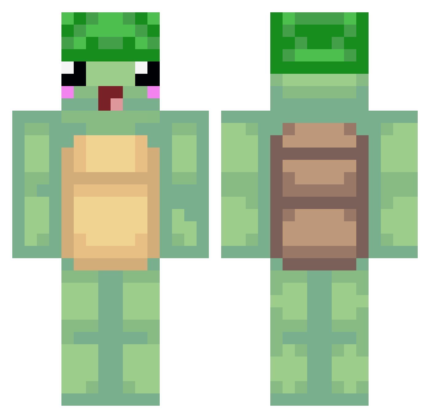 Pooponthehead Minecraft skin, front and back view