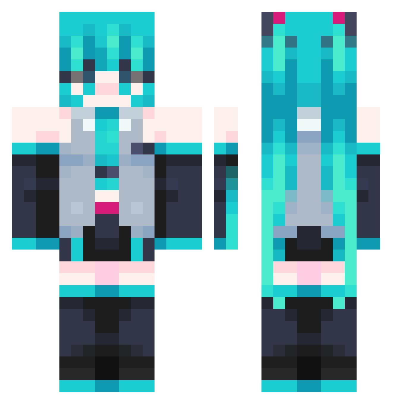 Teaniss2 Minecraft skin, front and back view