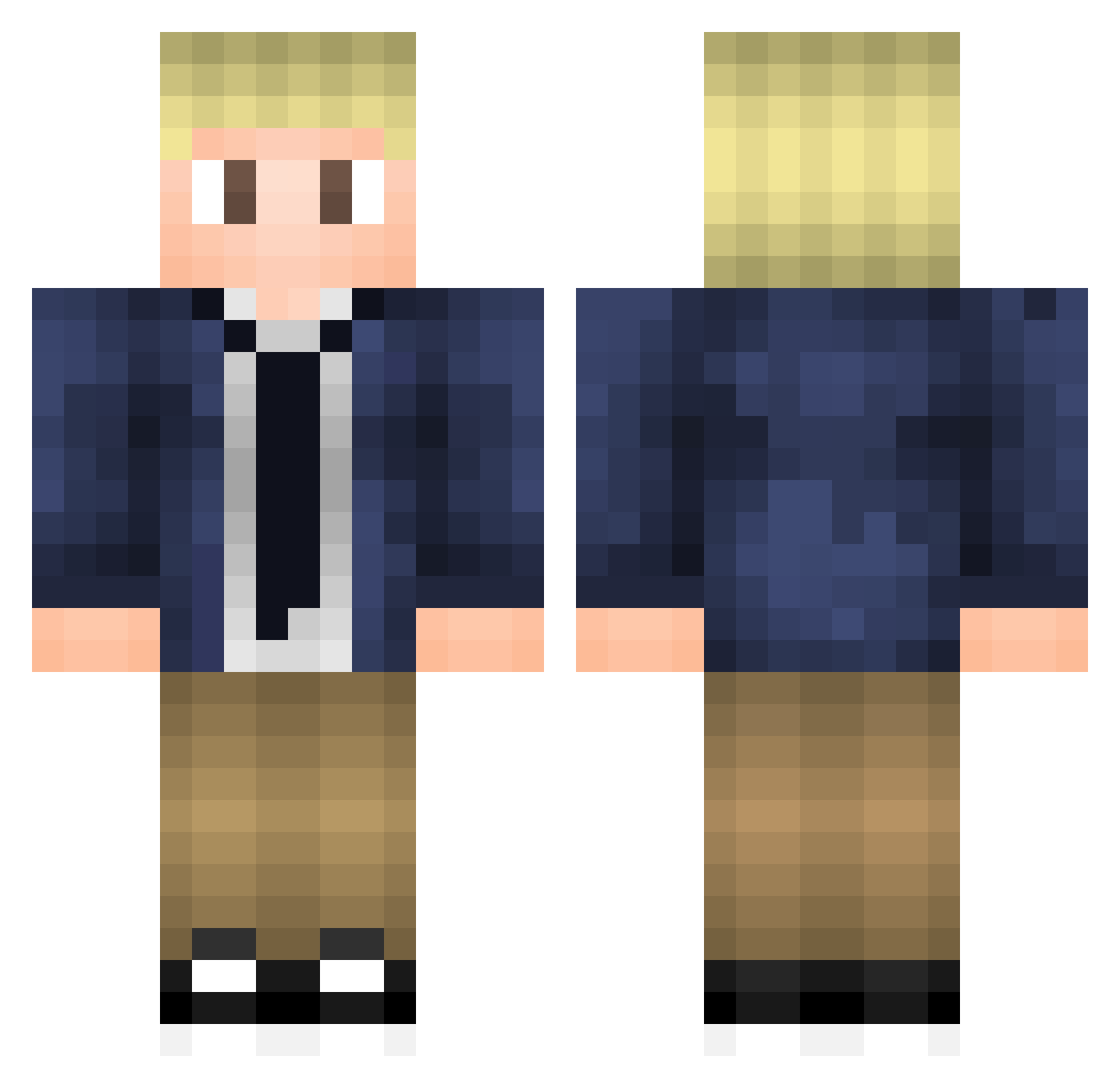 unreleased Minecraft skin, front and back view