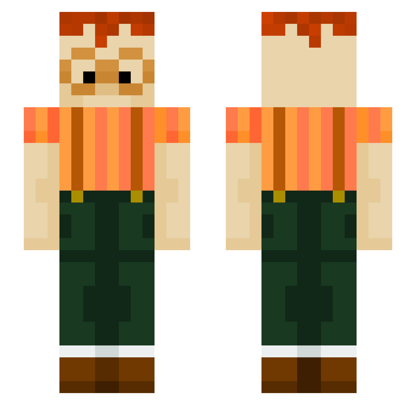 108s Minecraft skin, front and back view