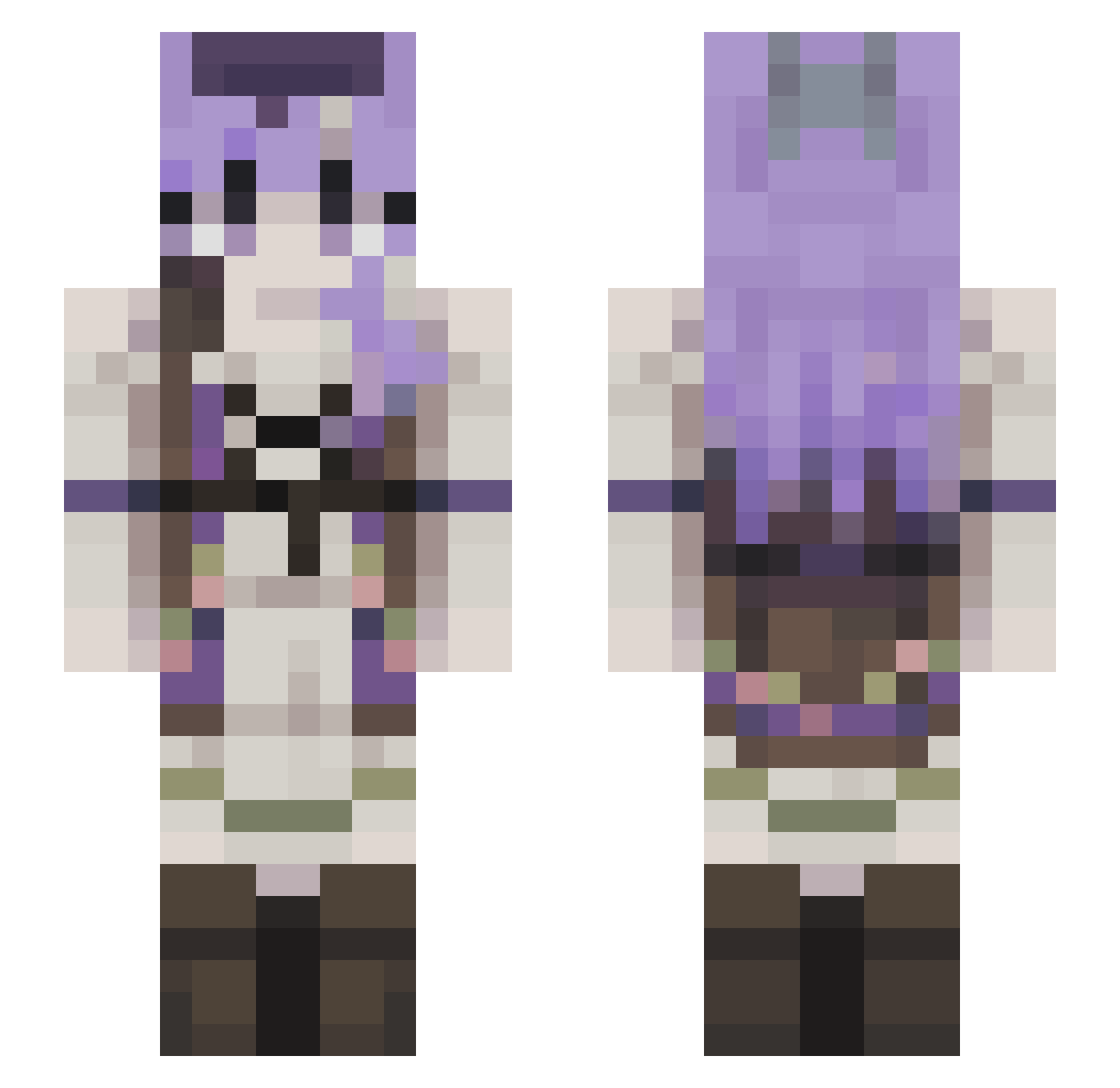 Player121242 Minecraft skin, front and back view