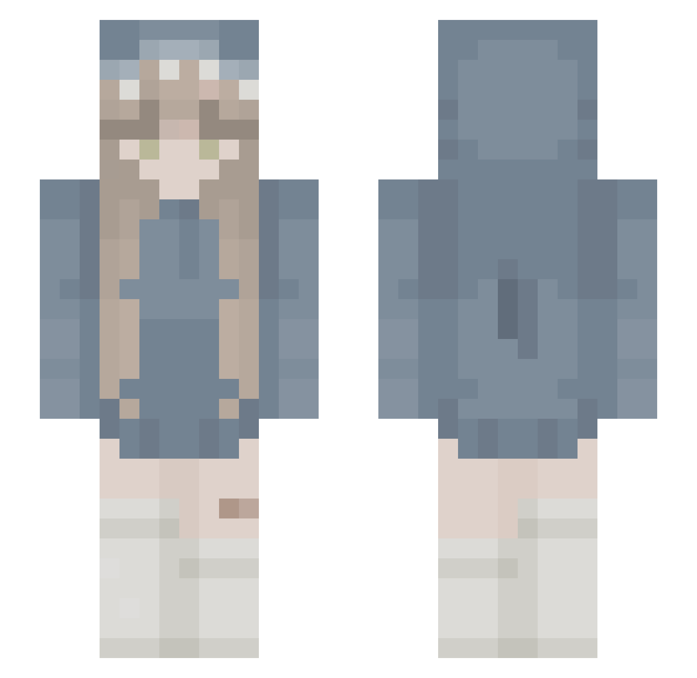 Yayabot Minecraft skin, front and back view