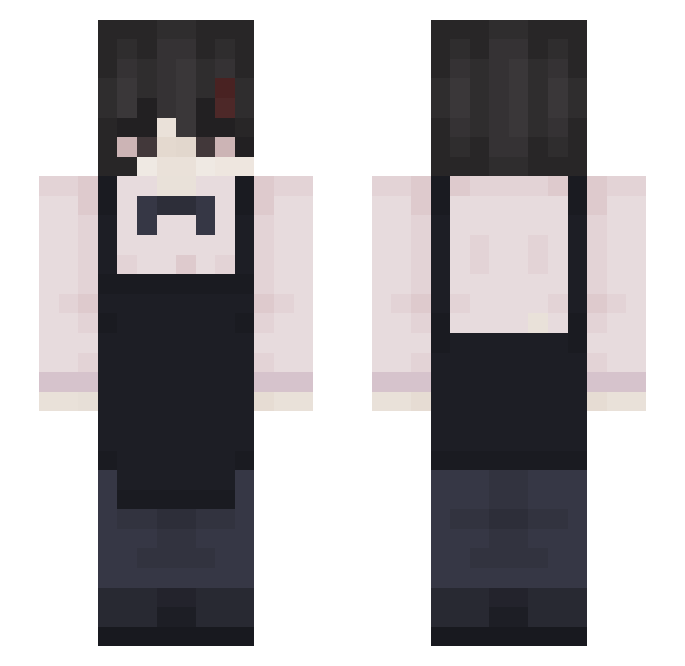 kinniem0ment Minecraft skin, front and back view