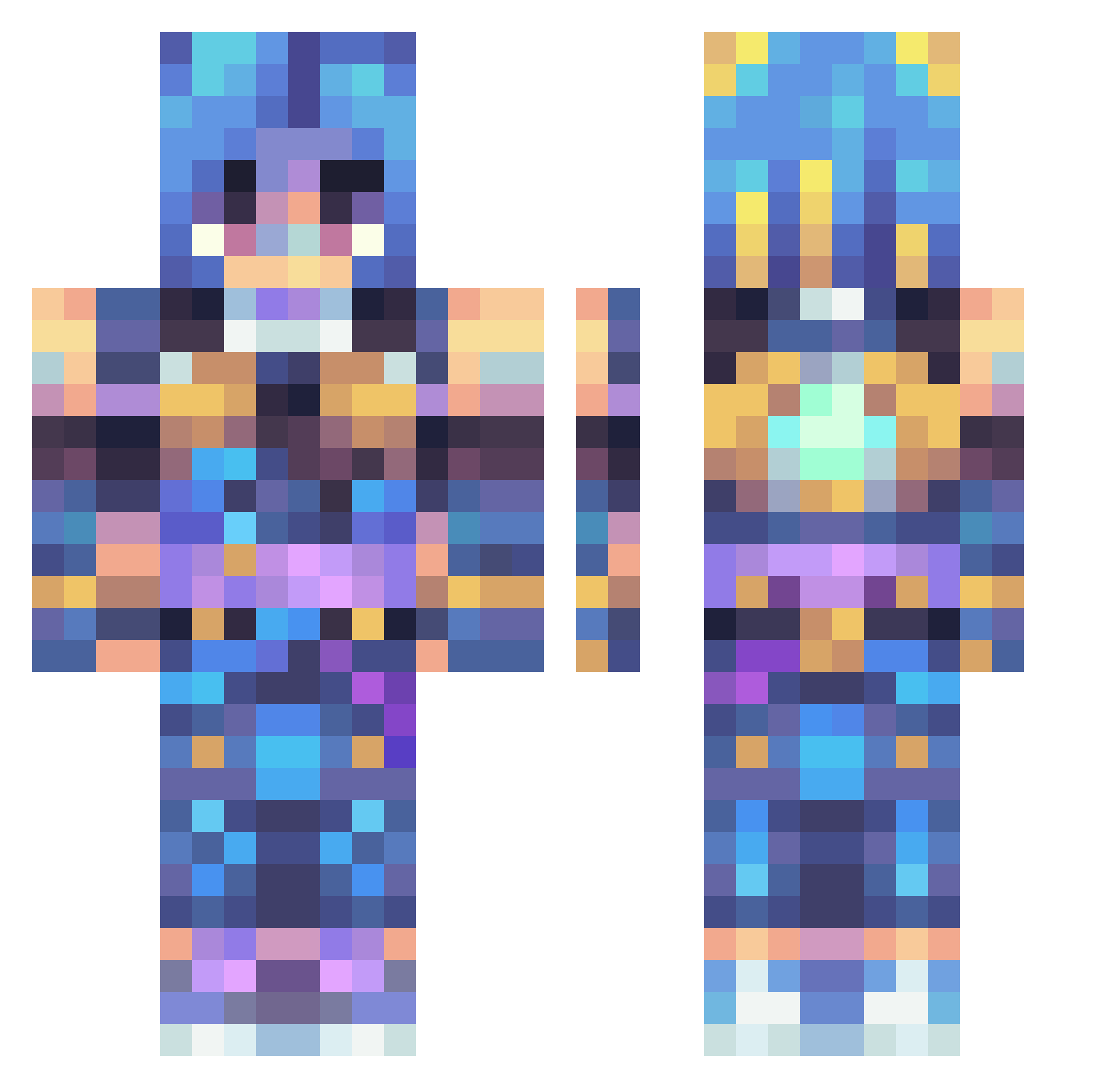 JustxEX Minecraft skin, front and back view