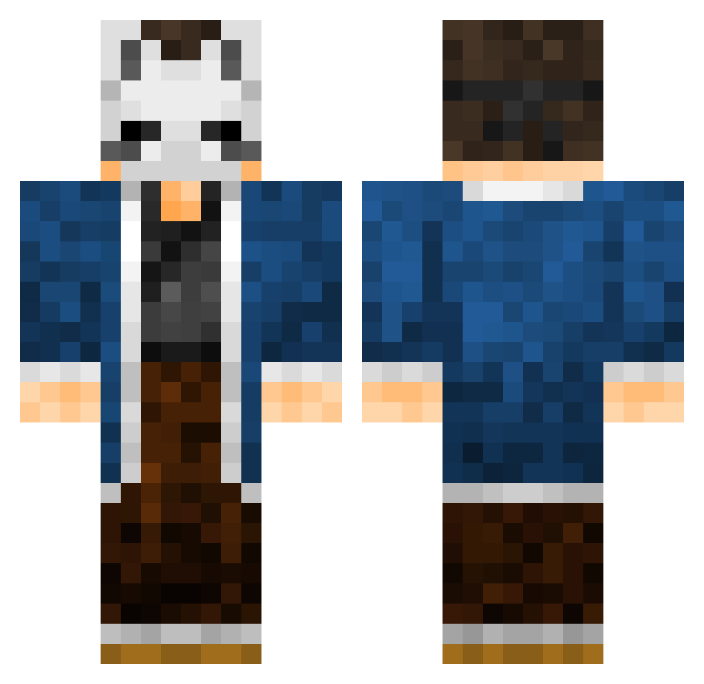XtraMystery Minecraft skin, front and back view