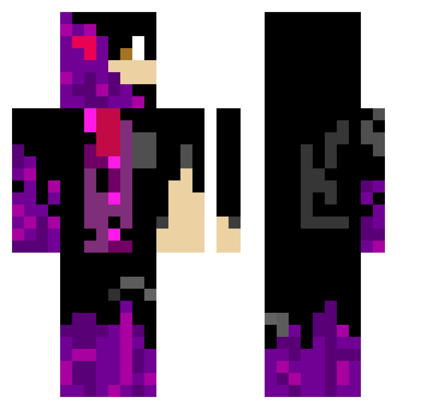 Xdjut Minecraft skin, front and back view