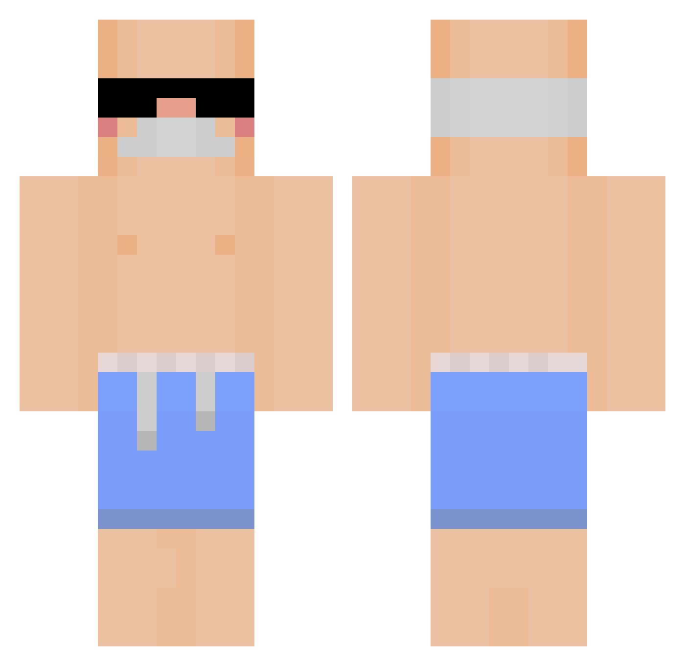 Tkrabeee Minecraft skin, front and back view