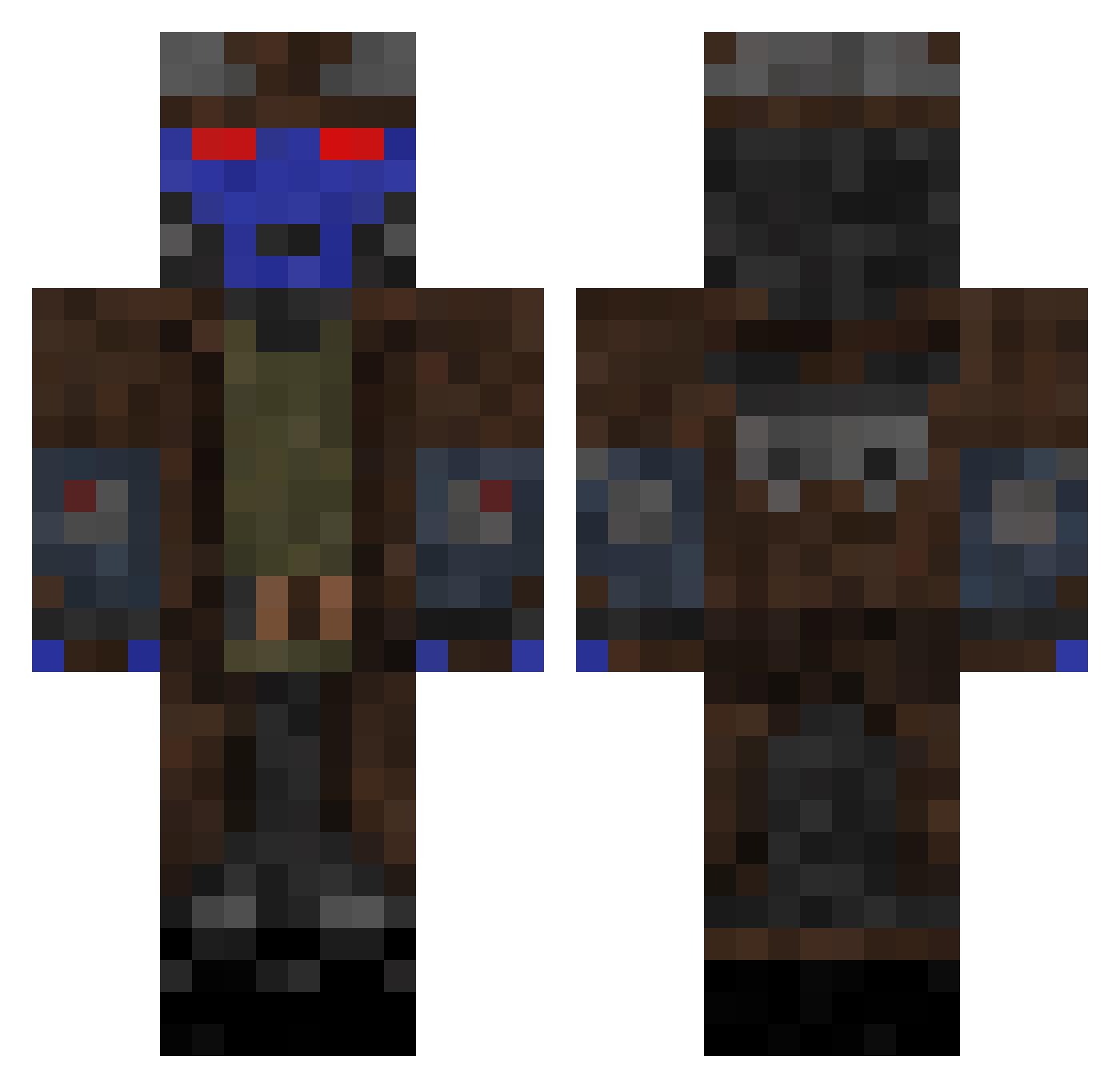 Bane3773 Minecraft skin, front and back view
