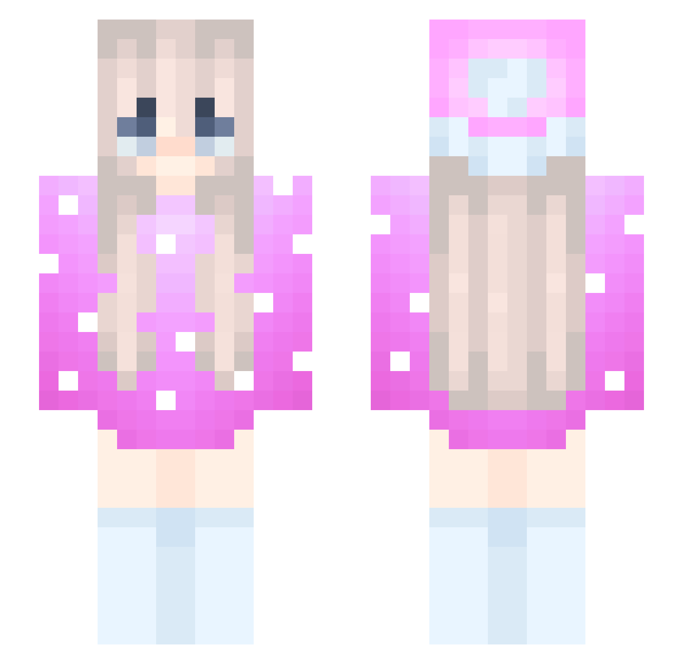 Slipshott Minecraft skin, front and back view