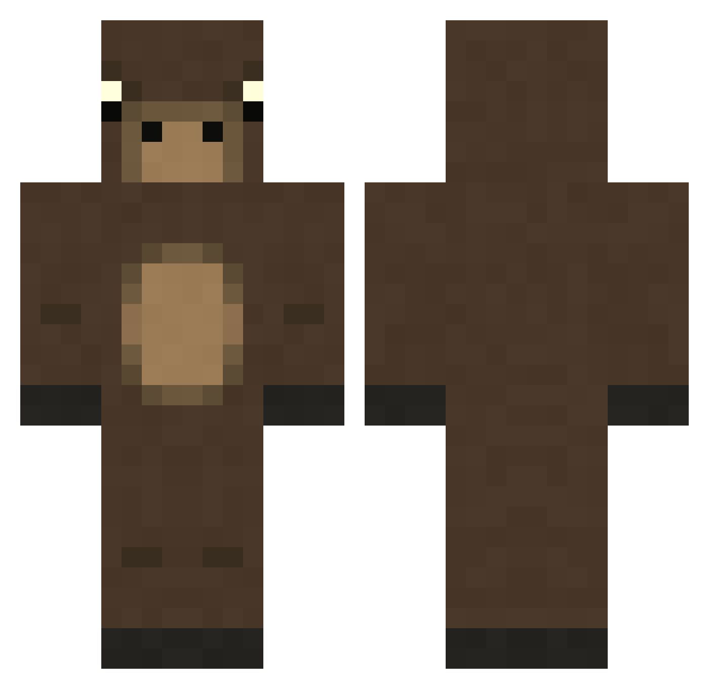 Moosebobby Minecraft skin, front and back view