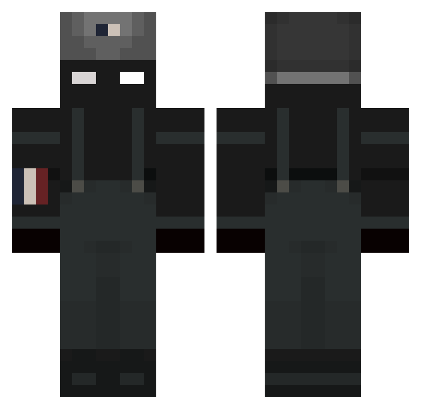 Xohlss Minecraft skin, front and back view