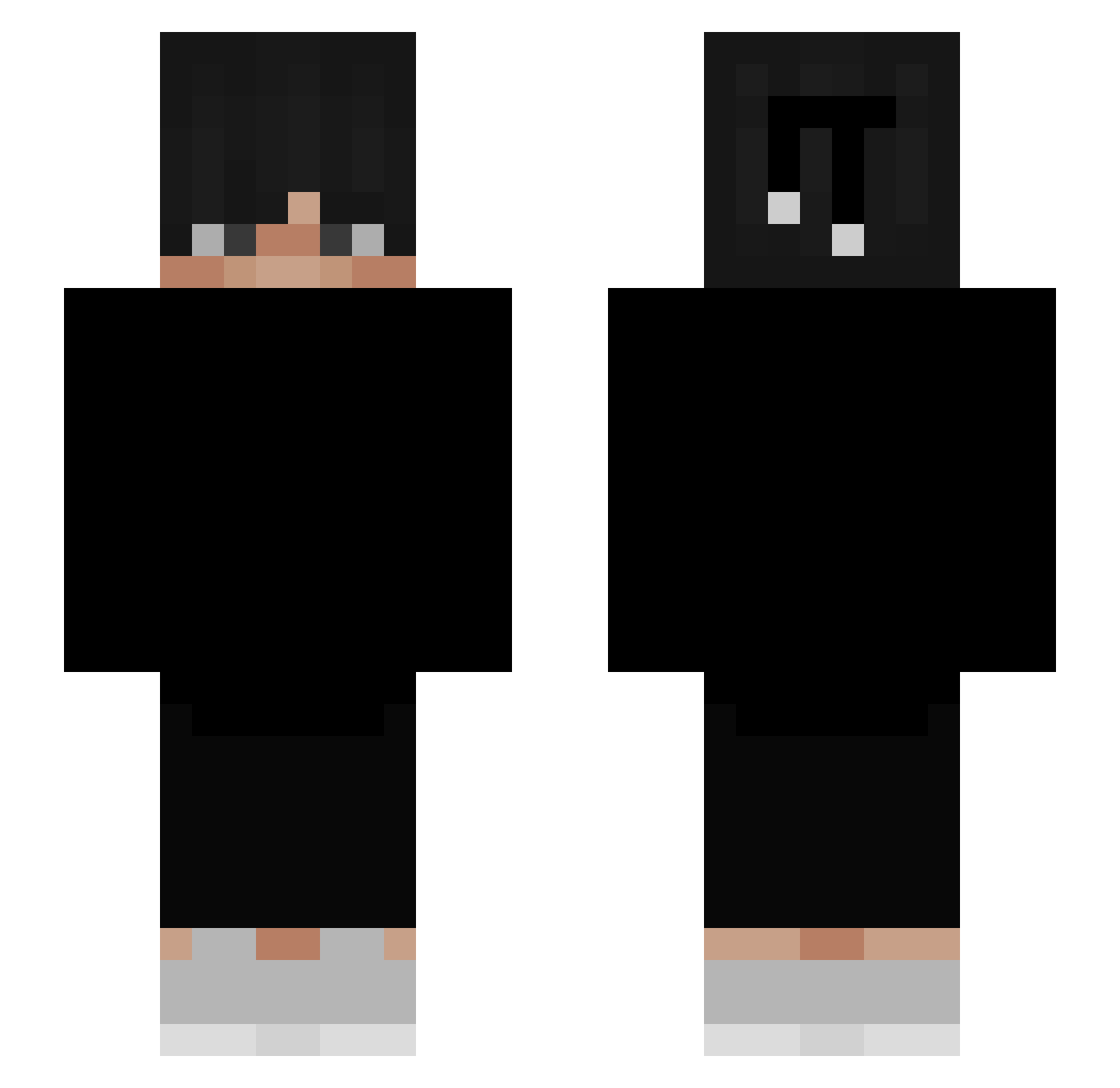 Seradax Minecraft skin, front and back view