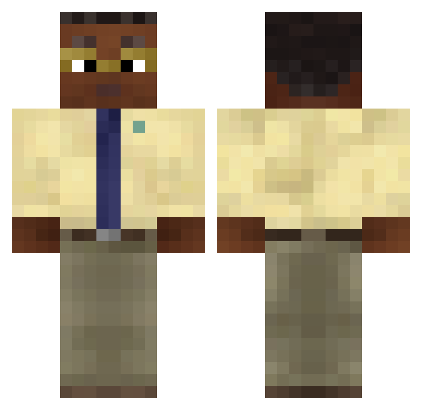 Concussion Minecraft skin, front and back view