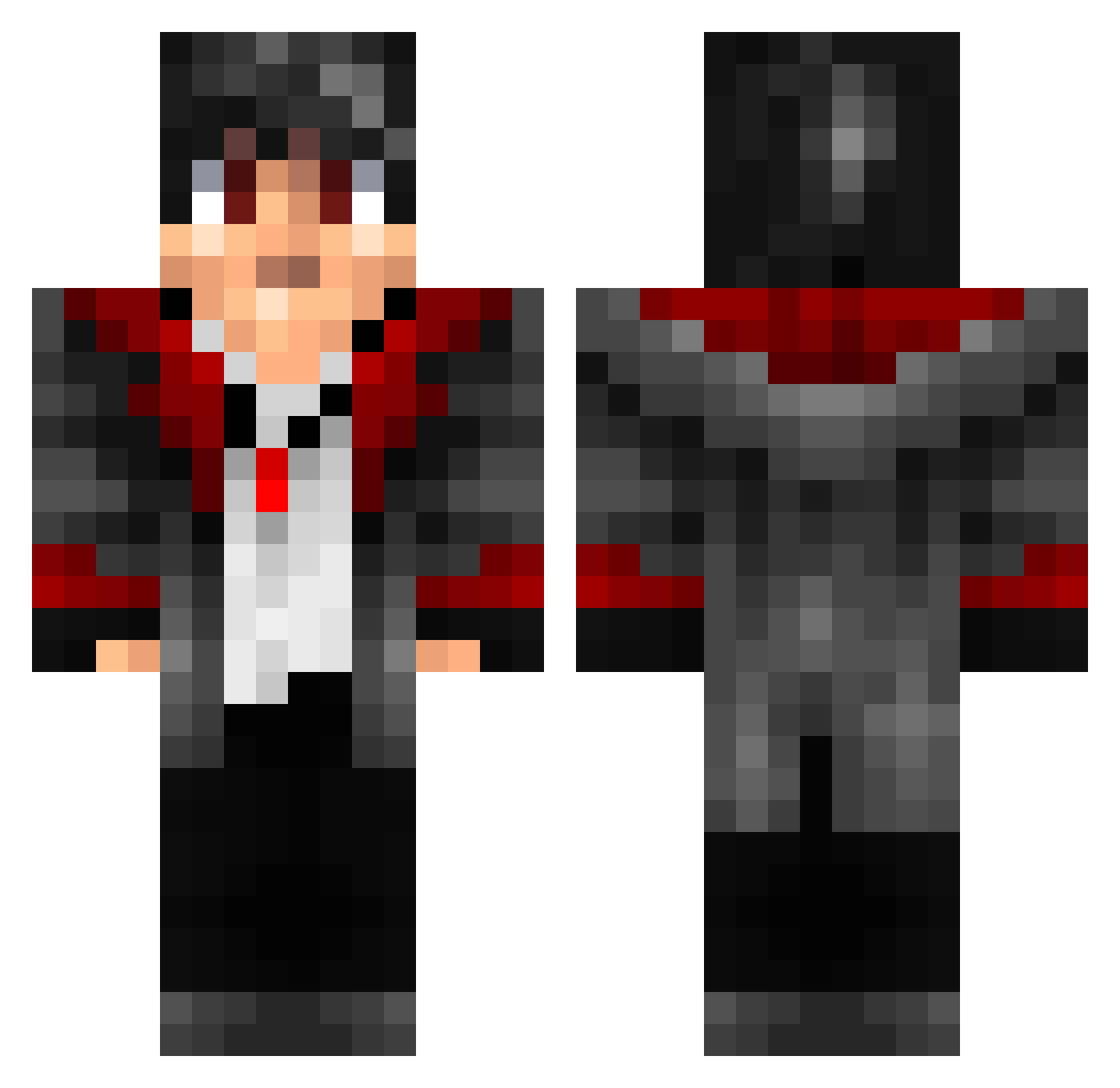 Roffled Minecraft skin, front and back view