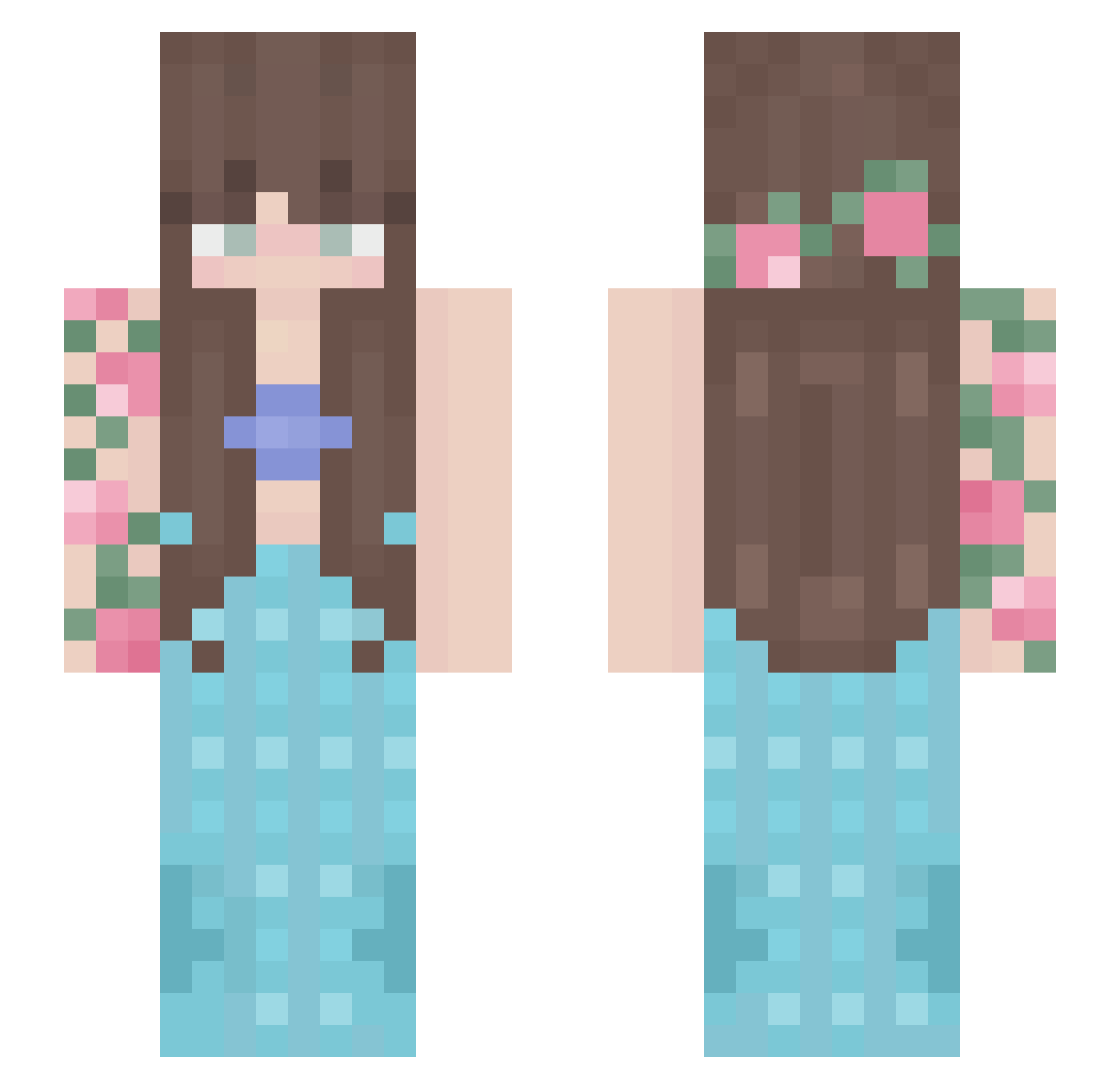 Tigerrose Minecraft skin, front and back view