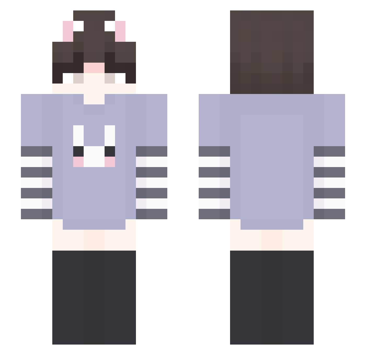 pvce Minecraft skin, front and back view