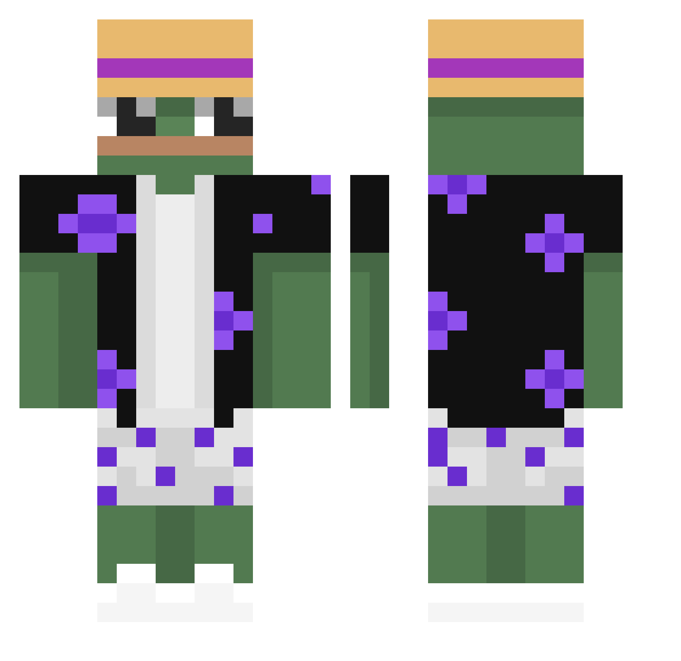 Emdoka Minecraft skin, front and back view