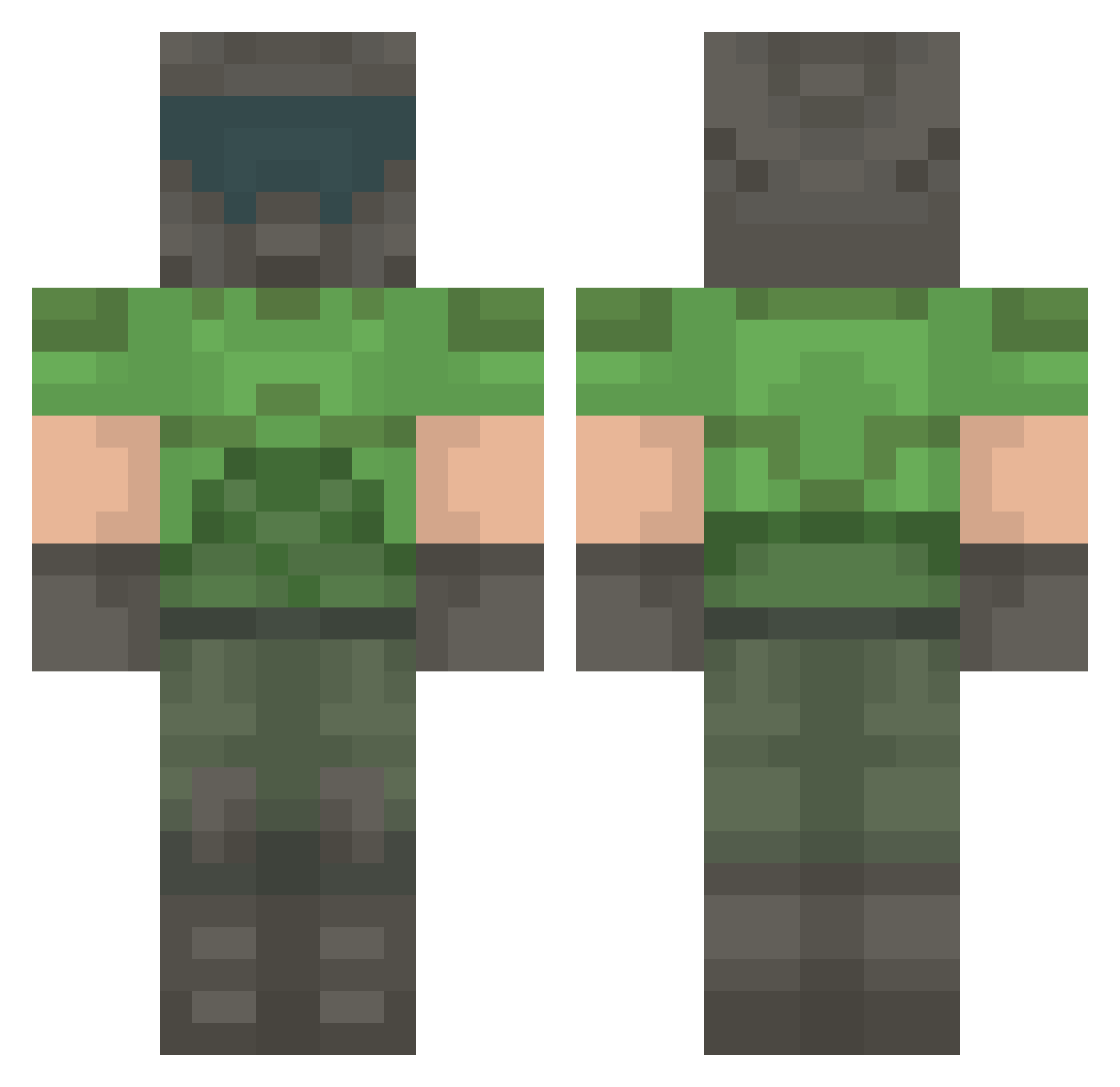 DeadBakus Minecraft skin, front and back view