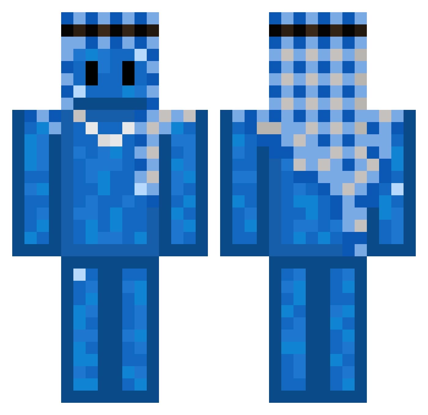 Reducable Minecraft skin, front and back view