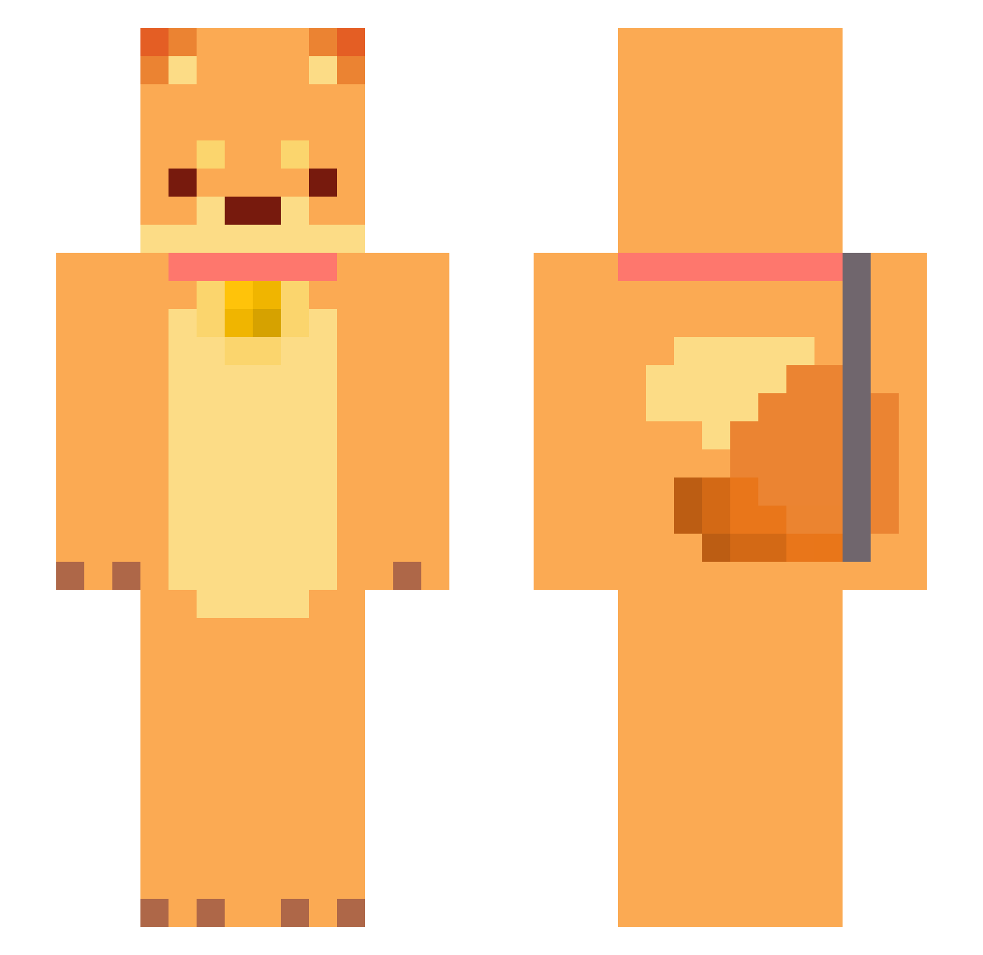 Sheltie Minecraft skin, front and back view