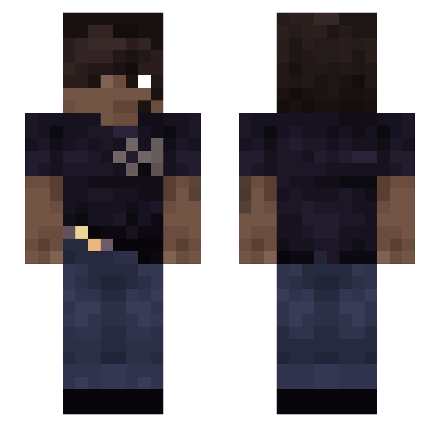 yakkobv Minecraft skin, front and back view